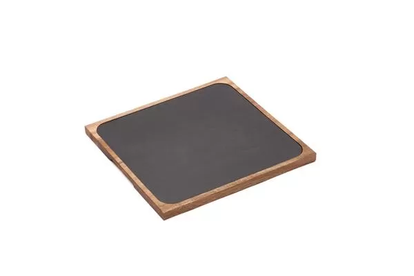 Комплект: доска для подачи из акации 32×32 см h 1,5 см + блюдо из сланца 30×30 см h 1,5 см