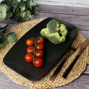 Тарелка прямоугольная 31*18 см фарфор цвет черный Seasons