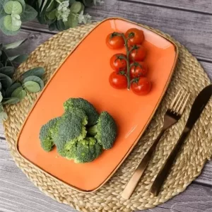 Тарелка прямоугольная 31*18 см фарфор цвет оранжевый Seasons