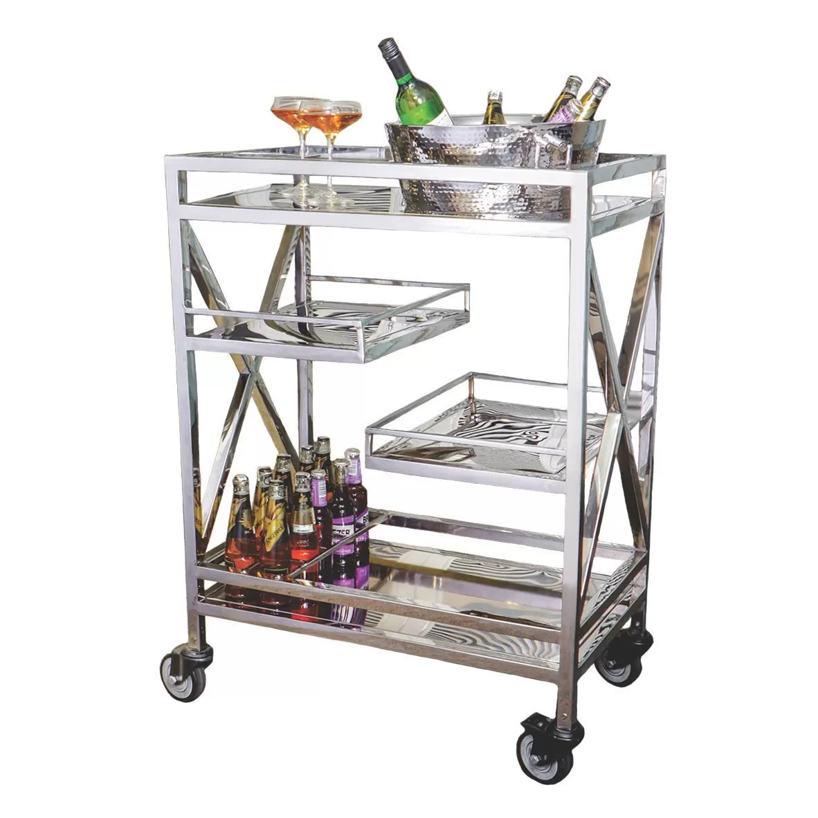 Тележка сервировочная,нержавеющая сталь 75*45*103 см.  P.L.—Hotelware