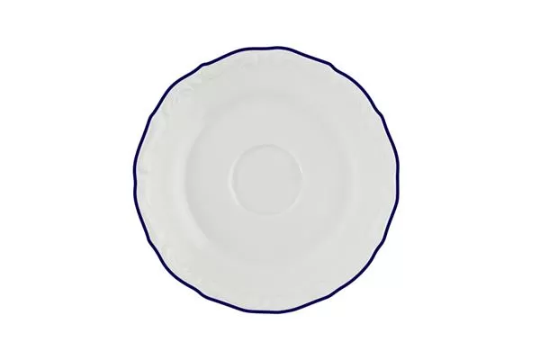 Блюдце 12 см, кант синий