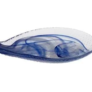 Блюдо для рыбы 40x20,5 см h 6 см, стекло, цвет / декор сине-белый, Longbeach