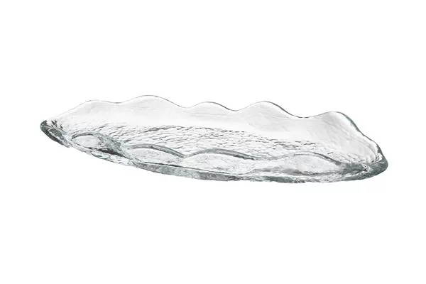 Блюдо овальное 30×11 см h 3,5 см, стекло, прозрачое, Hammered