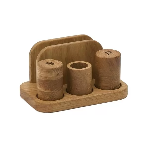 Набор для специй и салфеток дуб, бук 19,5х12 см