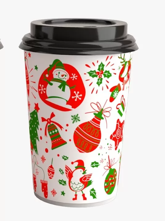 Стакан бум д/гор.1сл Новогодний Снеговик 250мл, D80мм /50шт/упак /20