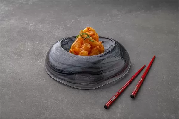 Салатник d 20,5 см h 6 см, стекло, цвет / декор бело-черный, Estonia