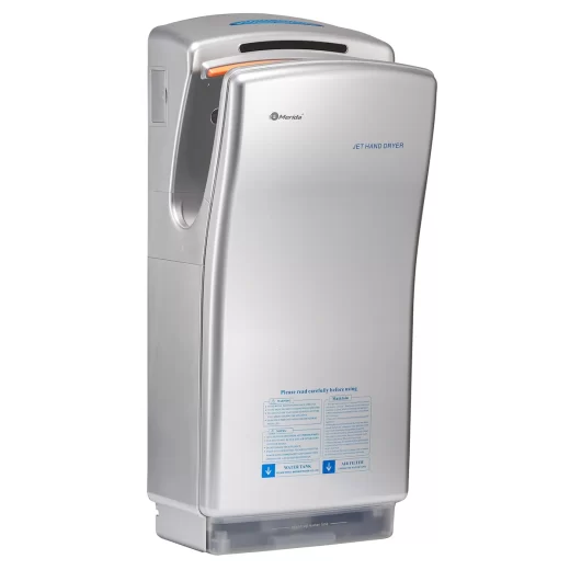 Сушилка для рук MERIDA «Эко джет» пластиковая, погружная, бесщеточная, серебристая, 1400 Вт