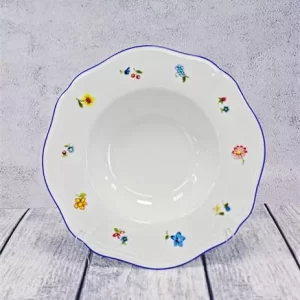 Тарелка глубокая / для пасты 280 мл, d 24,5 см h 4,3 см, фарфор, Grazia с деколью Цветы