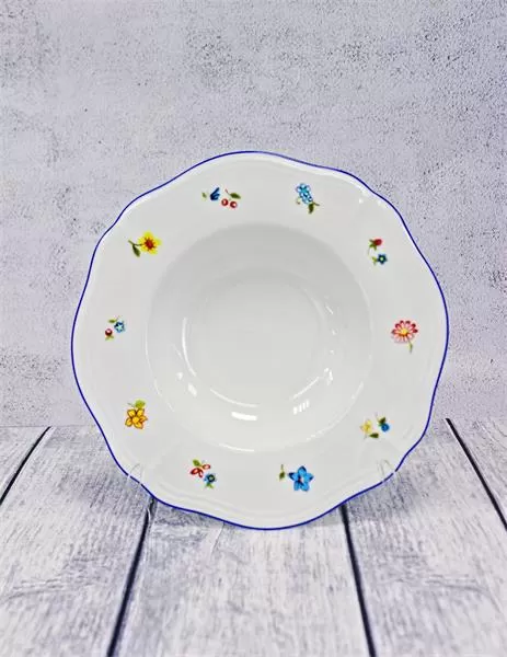 Тарелка глубокая / для пасты 280 мл, d 24,5 см h 4,3 см, фарфор, Grazia с деколью Цветы