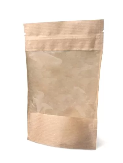 Пакет ДОЙ-ПАК, КРАФТ, с окном 70мм, 150*240+40мм, zip-lock 50шт./уп/10