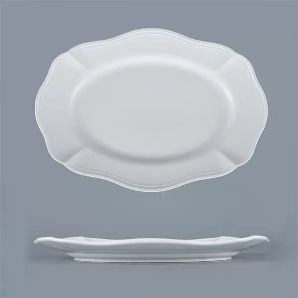 Блюдо овальное 38×26,5 см h 3,3 см, фарфор, Grazia с деколью Цветы