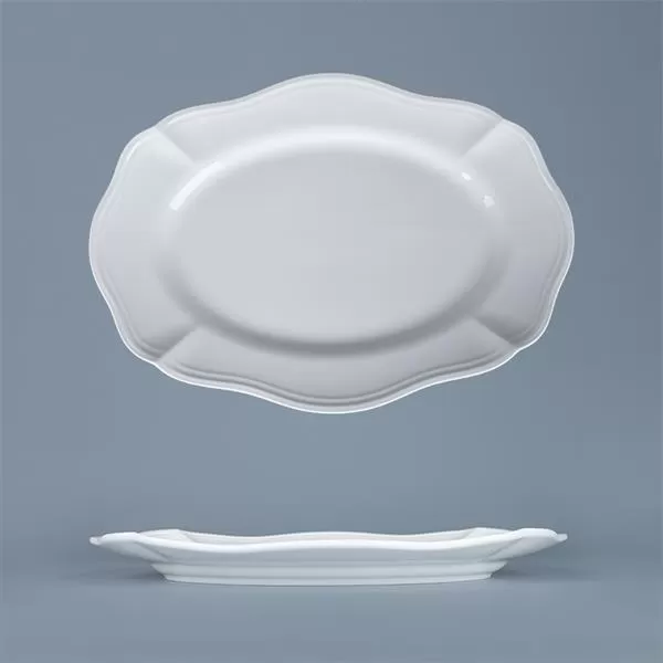 Блюдо овальное 32,5×23 см h 3 см, фарфор, Grazia с деколью Цветы