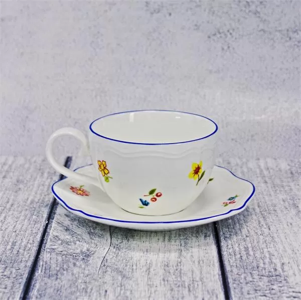 Чашка 350 мл, 13,5×10 см h 6,5 см, фарфор, Grazia с деколью Цветы