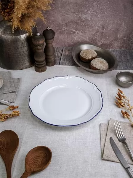 Тарелка мелкая 25 см, кант синий