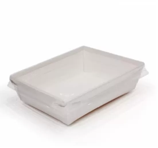 Контейнер бумажный белый Crystal box, 400мл с прозрачной крышкой 50шт/упак /9