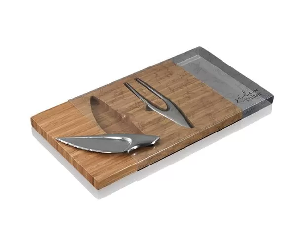 Набор из ножа и вилки  для стейка на деревянной подставке, Silex