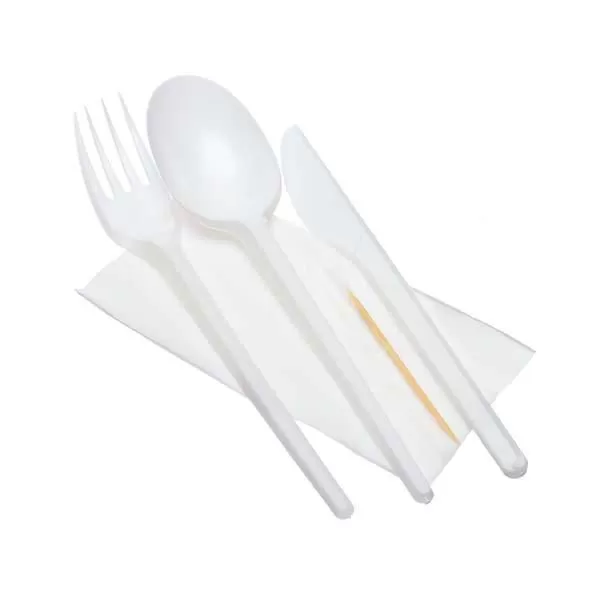 Комплект №5 белый (вилка, нож, ложка столовая, зубочистка, салф.) 300шт/кор